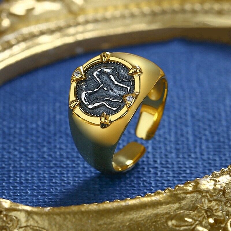 Bague de réplique de pièce de monnaie grecque de lutteur pamphylien R1066
