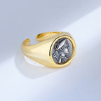 Bague de réplique de pièce de monnaie romaine Hermès grecque R1033