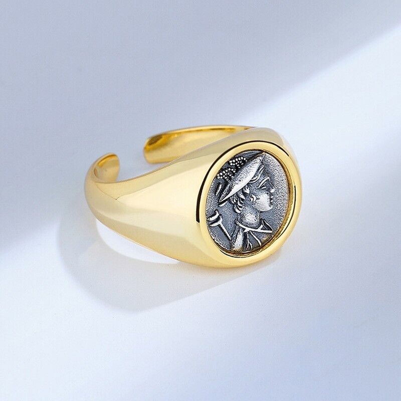 Bague de réplique de pièce de monnaie romaine Hermès grecque R1033