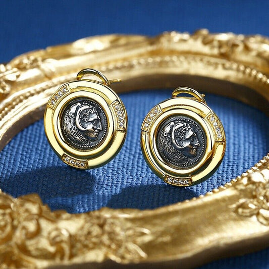 Boucles d'oreilles Hercules en pièces de monnaie grecques E1029