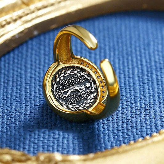 Bague réplique de pièce de monnaie grecque Artemis R1061