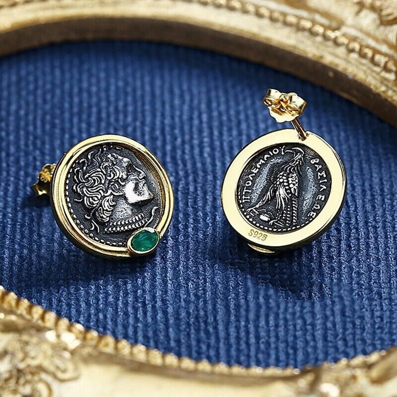 Boucles d'oreilles en pièces de monnaie grecques Ptolémée II E1043