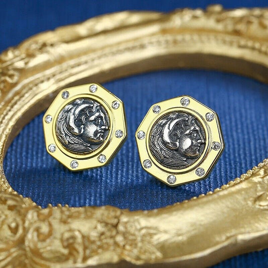 Boucles d'oreilles Hercules en pièces de monnaie grecques E1017