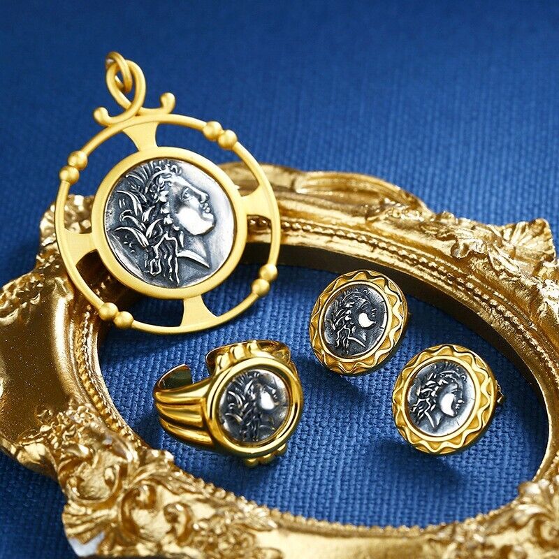 Boucles d'oreilles en pièces de monnaie grecques Demeter E1025