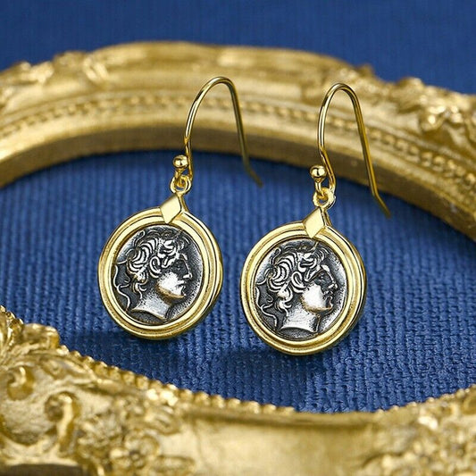 Boucles d'oreilles en pièces de monnaie grecques Démétrius E1073