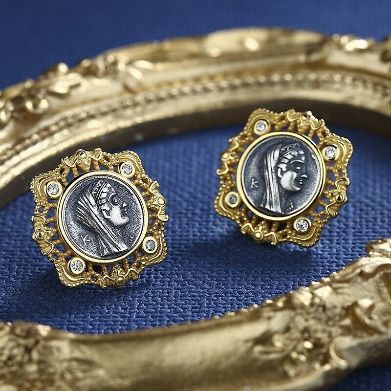 Boucles d'oreilles en pièces de monnaie grecques Arsinoe II E1000