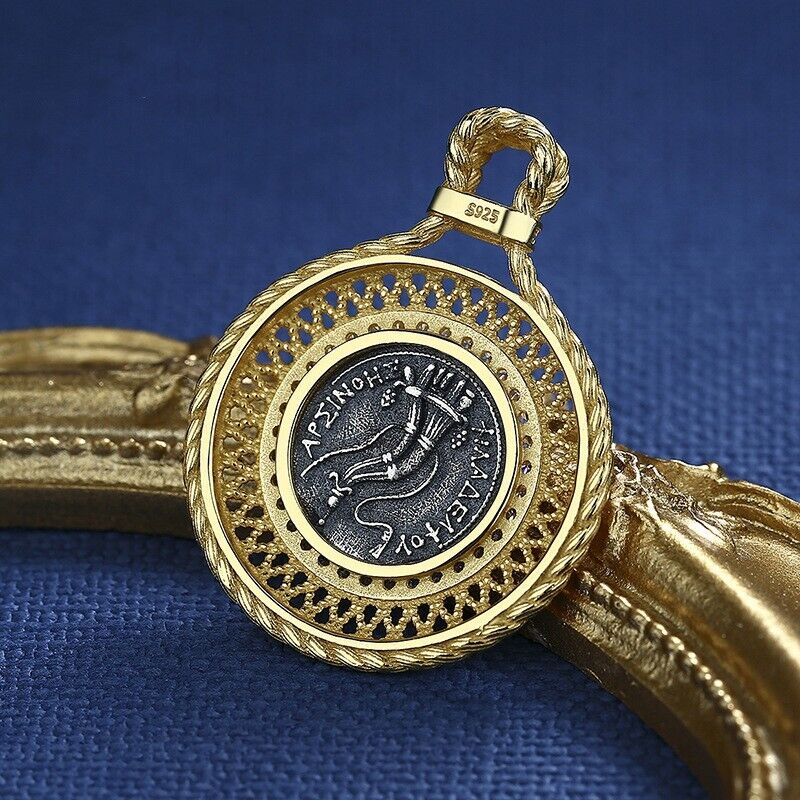 Pendentif pièce de monnaie grecque Arsinoe II N1001