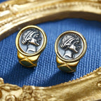 Boucles d'oreilles femme guerrière pièce de monnaie grecque E1042