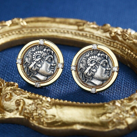 Boucles d'oreilles pièces de monnaie Alexandre Macédoine E1011