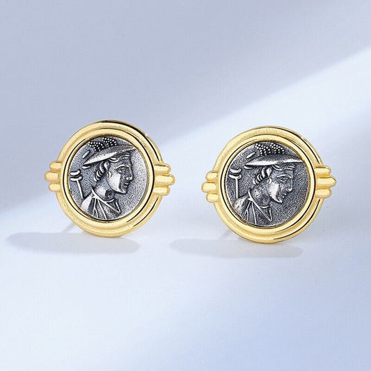 Boucles d'oreilles Hermès en pièces de monnaie grecques E1046