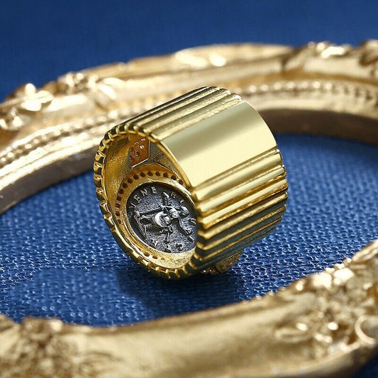 Julia Domna - Bague large avec pièce de monnaie romaine R1002