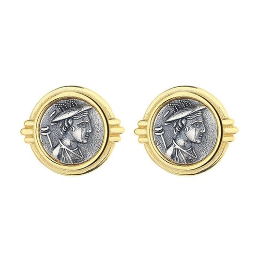 Boucles d'oreilles Hermès en pièces de monnaie grecques E1046
