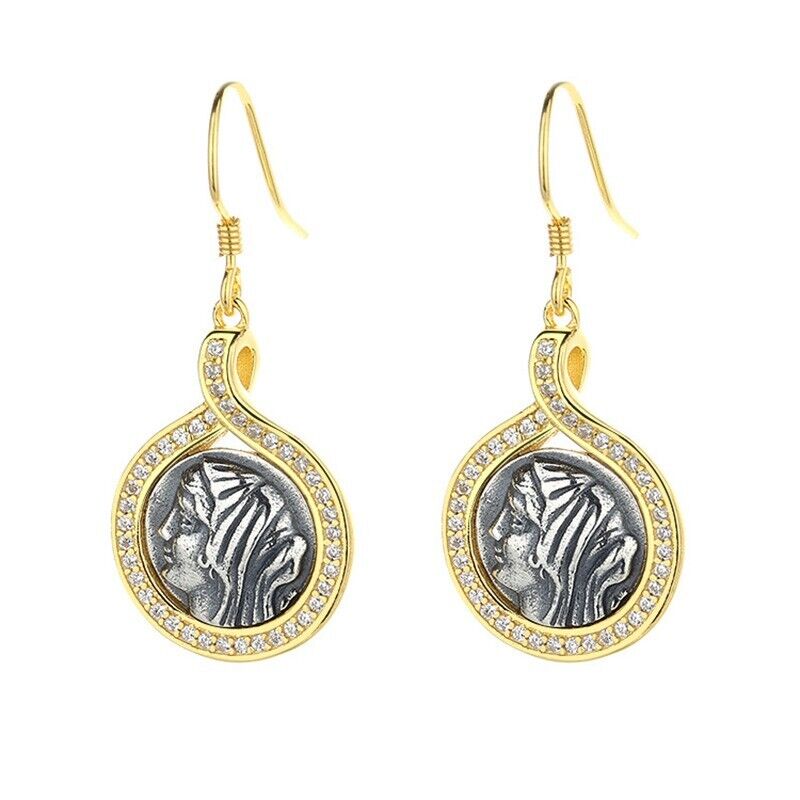 Boucles d'oreilles pièce de monnaie grecque Felicistes E1074