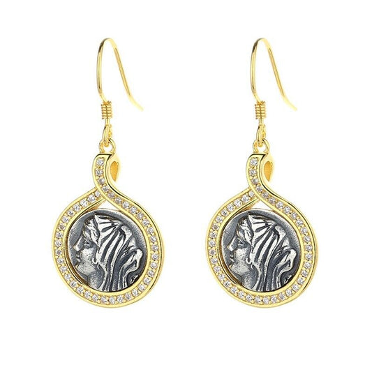 Boucles d'oreilles pièce de monnaie grecque Felicistes E1074