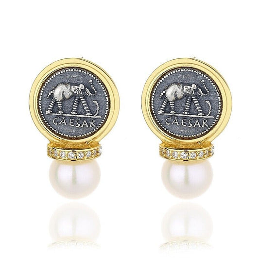 Boucles d'oreilles César en pièces de monnaie romaines E1009