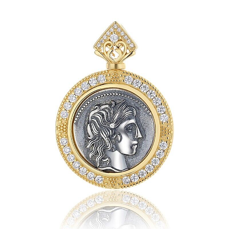 Pendentif Halo de pièce de monnaie romaine Apollo N1019