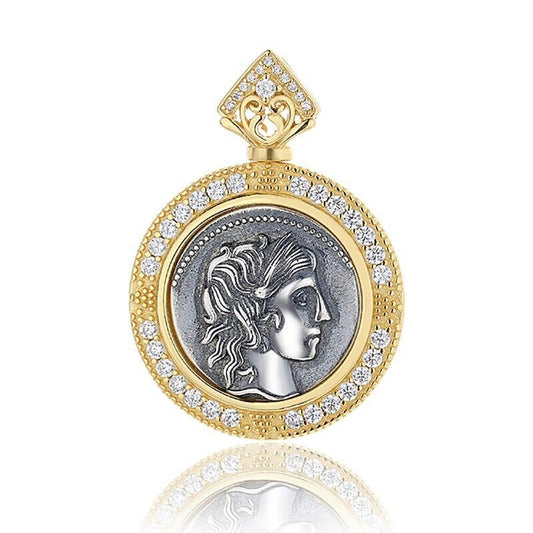 Pendentif Halo de pièce de monnaie romaine Apollo N1019