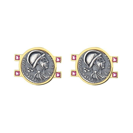 Boucles d'oreilles en pièces de monnaie grecques Mars E1067