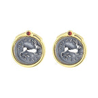 Boucles d'oreilles en forme de lapin sicilien et pièce de monnaie grecque E1002