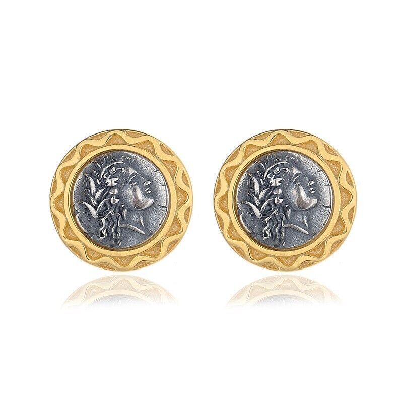 Boucles d'oreilles en pièces de monnaie grecques Demeter E1025
