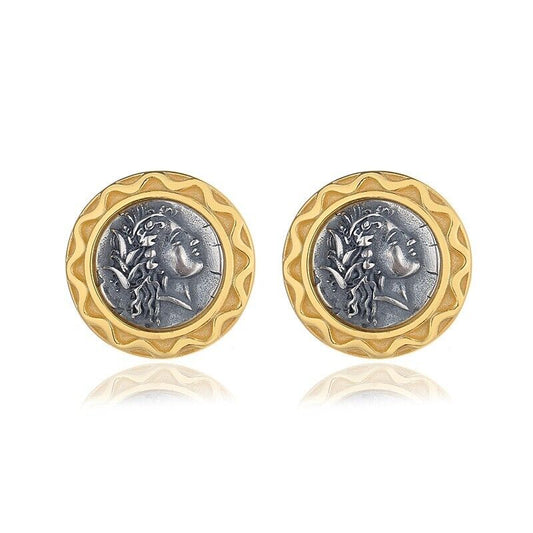 Boucles d'oreilles en pièces de monnaie grecques Demeter E1025