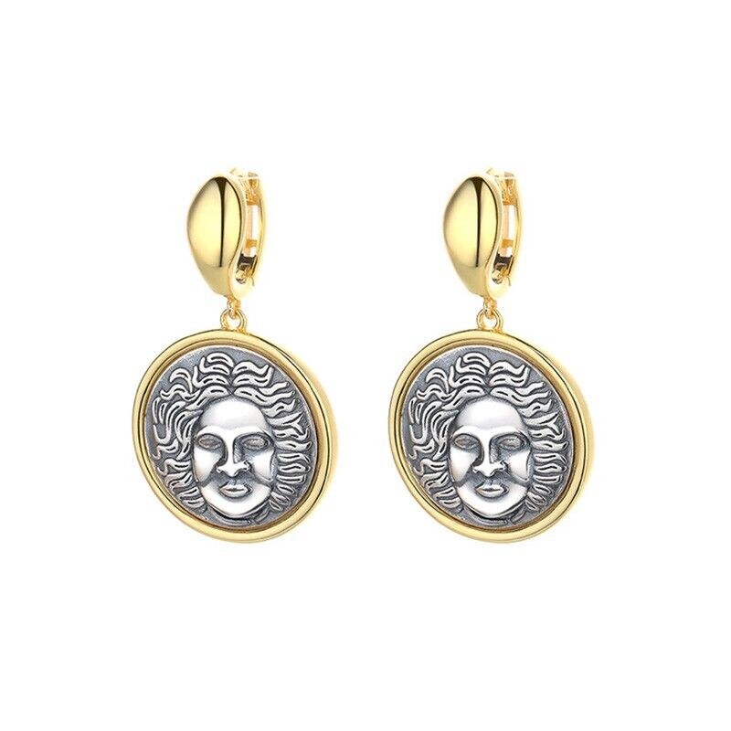 Boucles d'oreilles en pièces de monnaie grecques souriantes Apollo E1035