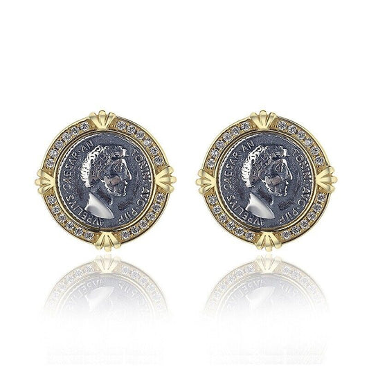 Boucles d'oreilles en pièces de monnaie romaines Marc Aurèle E1010