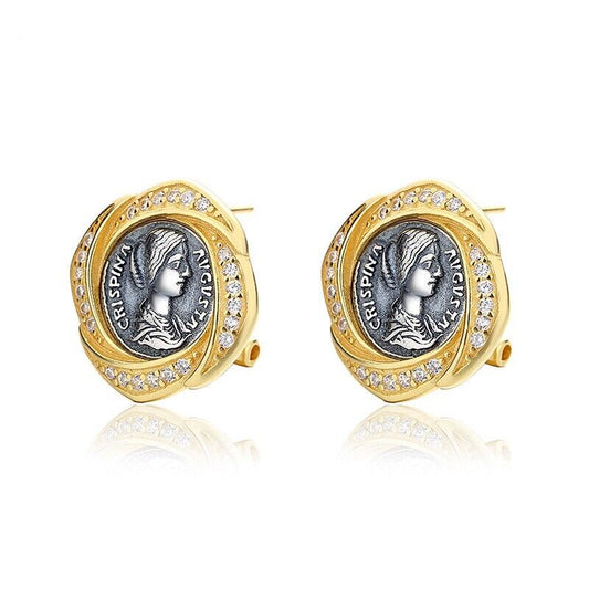 Boucles d'oreilles en pièces de monnaie romaines Crispina E1020