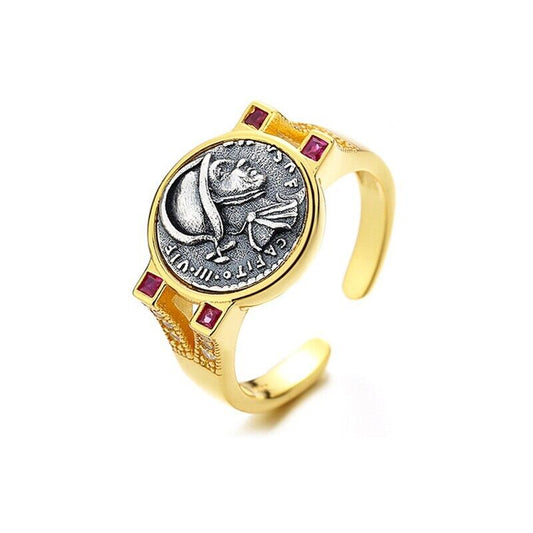 Bague avec pièce de monnaie antique de Mars, R1060