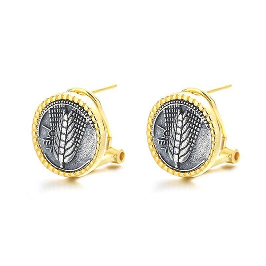 Boucles d’oreilles en pièces de monnaie grecques en épis de blé E1030