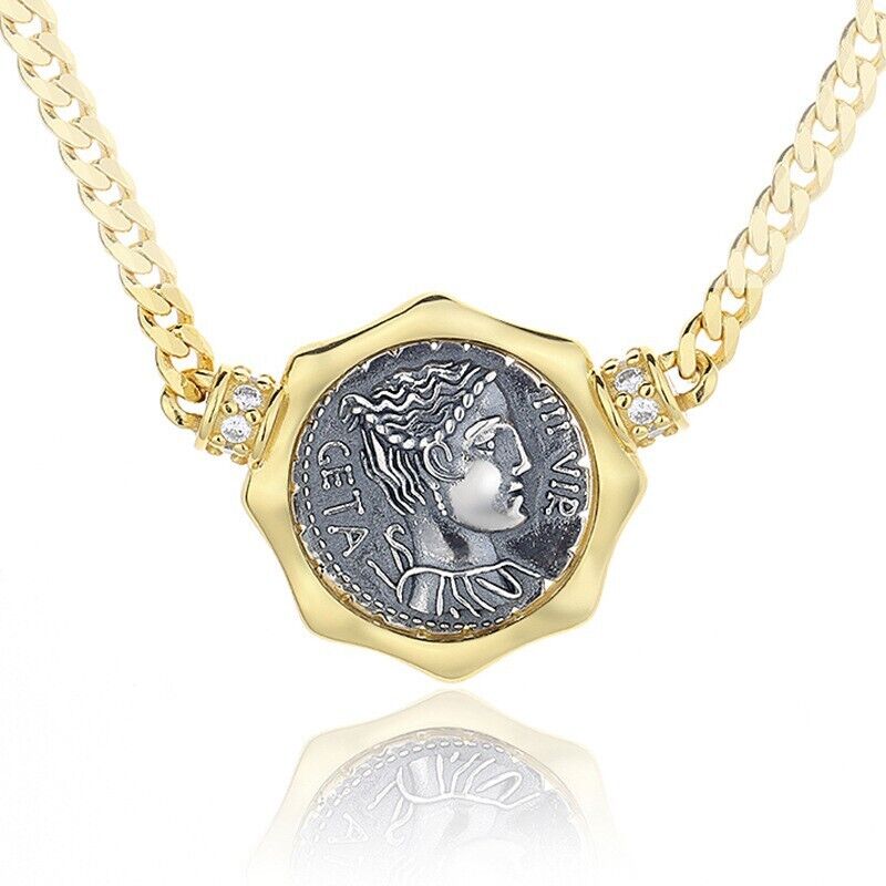 Collier réplique de pièce de monnaie romaine Diana N1017