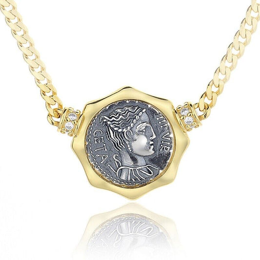 Collier réplique de pièce de monnaie romaine Diana N1017