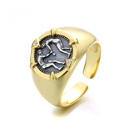 Bague de réplique de pièce de monnaie grecque de lutteur pamphylien R1066