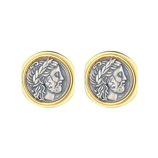 Boucles d'oreilles pièce de monnaie grecque Zeus E1004