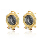 Boucles d'oreilles en forme de pièce de monnaie grecque, crabe, aigle de mer, E1003