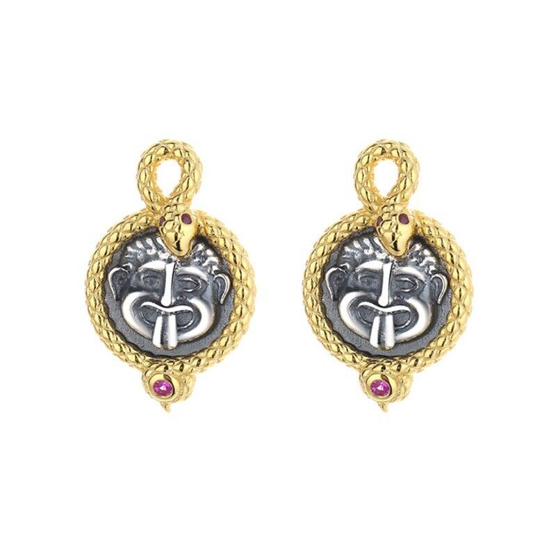 Boucles d'oreilles en pièces de monnaie grecques Medusa Snake E1064