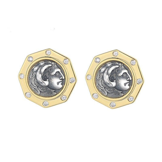 Boucles d'oreilles Hercules en pièces de monnaie grecques E1017