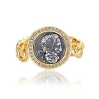 Anneau de pièce de monnaie romaine Poséidon grec R1009