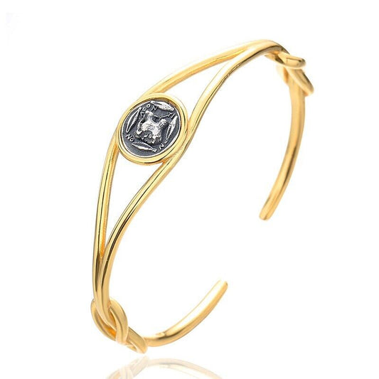 Bracelet jonc Lion rugissant D1006