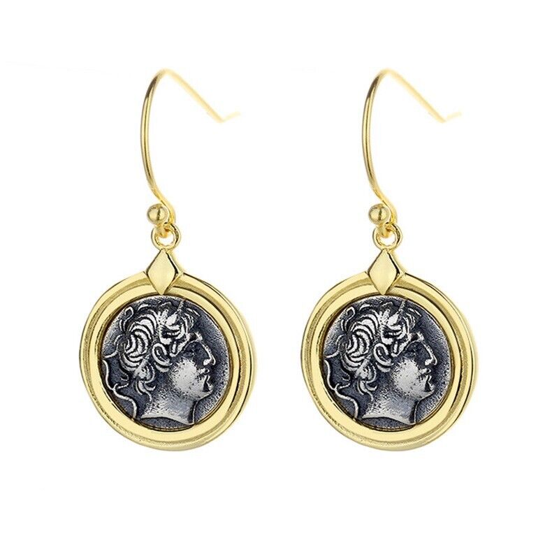 Boucles d'oreilles en pièces de monnaie grecques Démétrius E1073
