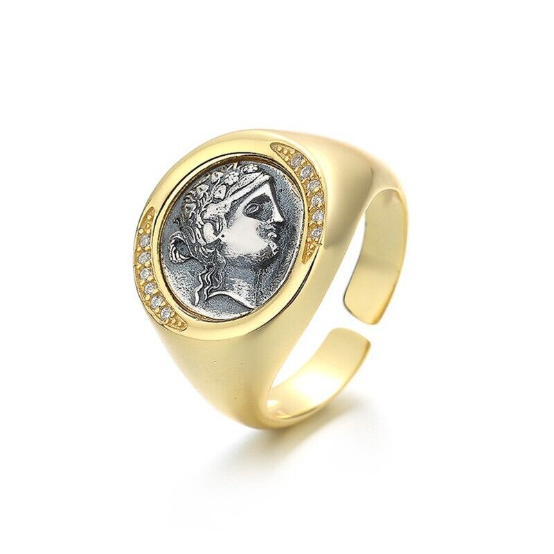 Bague épaisse de pièce de monnaie grecque Dionysos R1071