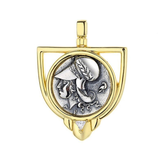 Pendentif pièce de monnaie grecque Athéna N1024