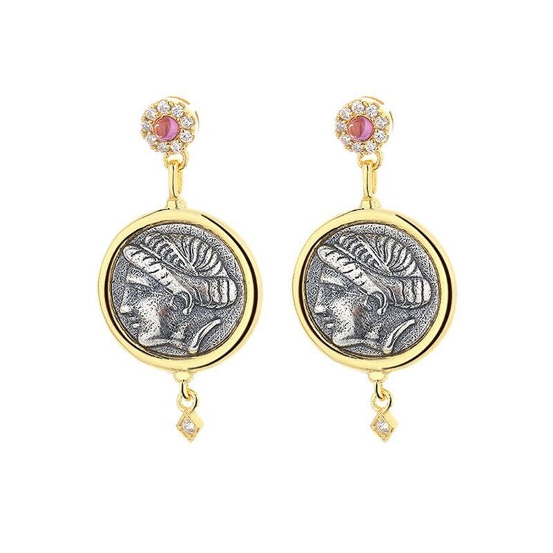 Boucles d'oreilles en pièces de monnaie grecques Aphrodite E1036