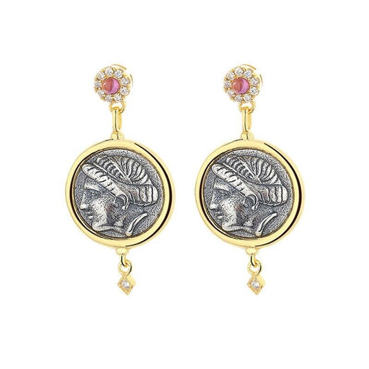 Boucles d'oreilles en pièces de monnaie grecques Aphrodite E1036