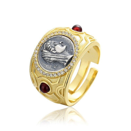 Bague de réplique de pièce de monnaie romaine Arsinoe II R1000