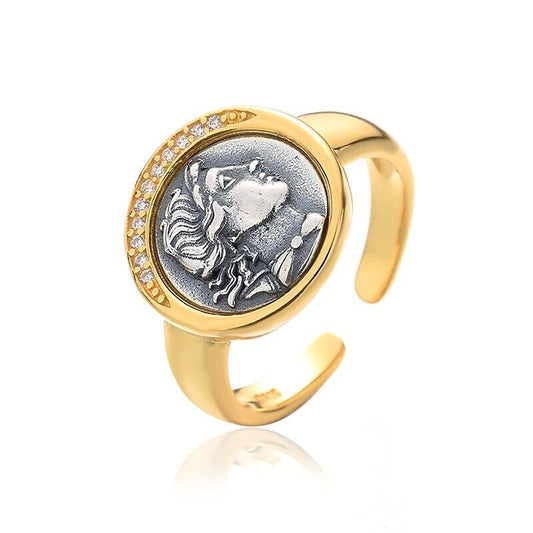 Bague réplique de pièce de monnaie grecque Artemis R1061