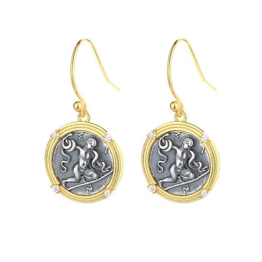 Boucles d'oreilles Hercules en pièces de monnaie grecques E1032