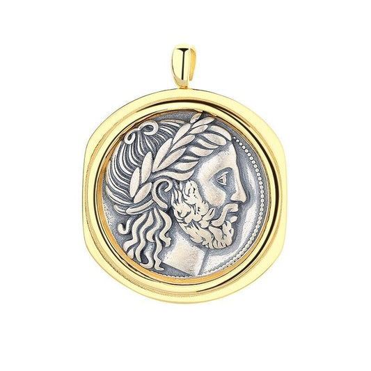Pendentif réplique de pièce de monnaie grecque Zeus N1014