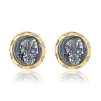 Boucles d'oreilles en pièces de monnaie grecques Poséidon E1070