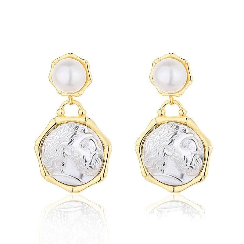 Boucles d'oreilles pièce de monnaie grecque Zeus E1021